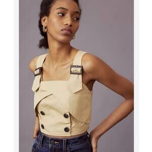 Eva Franco Trench Buttoned Blouse Light Sand women’s size 8